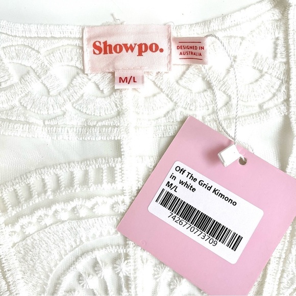 Showpo. Off The Grid Kimono In White Lace NWT M/L - Picture 13 of 15